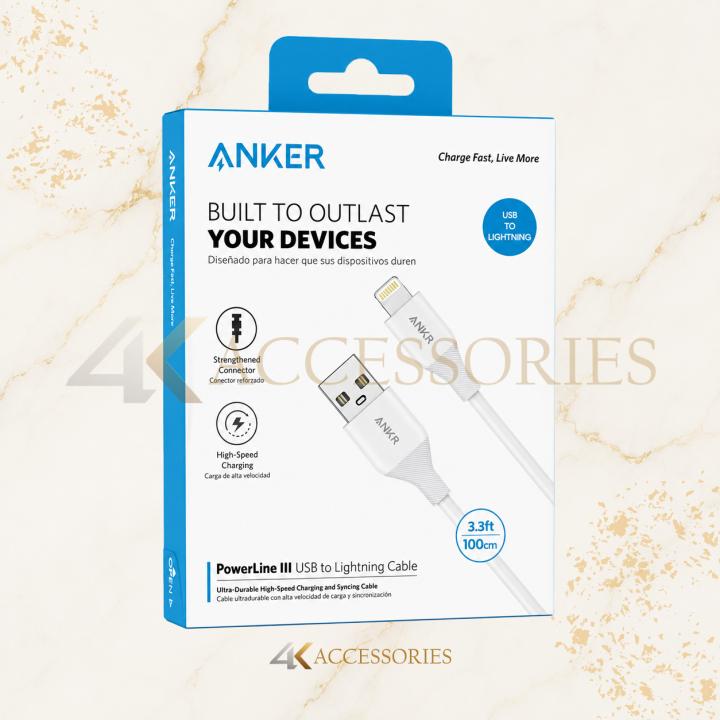 Anker PowerLine III USB-A to Lightning Cable – 1m White