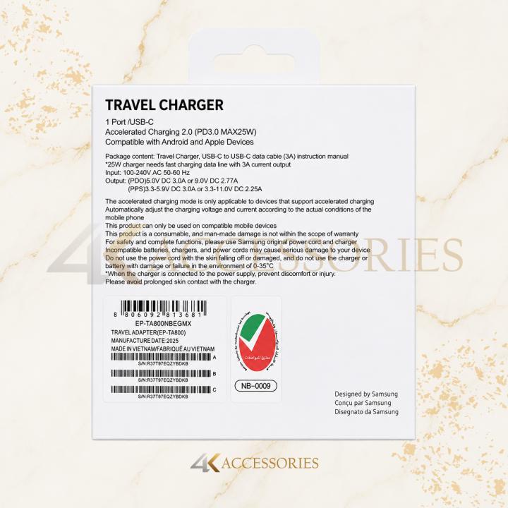 25W USB-C PD PPS Super Fast Charger with Cable – Samsung Compatible