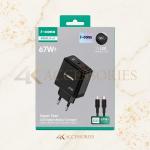 I-conx K-62 67W Dual-Port Fast Charger with LED Display and USB-C Cable
