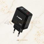 I-conx K-62 67W Dual-Port Fast Charger with LED Display and USB-C Cable