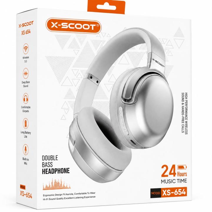 X-SCOOT XS-654 Wireless Bluetooth Over-Ear Headphones – Silver